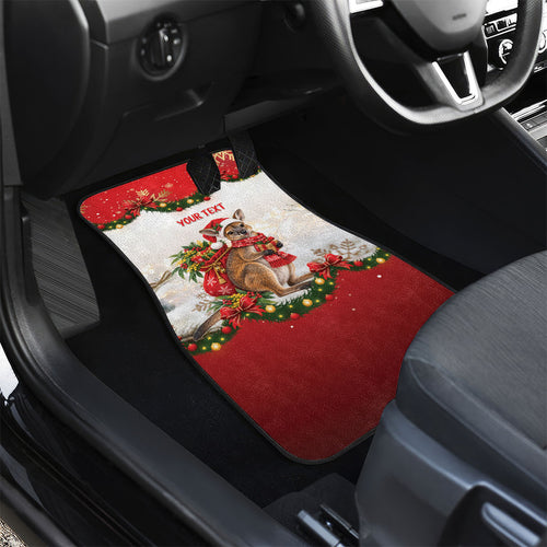 Personalised Wallaby Australia Christmas Car Mats Merry Xmas Bows