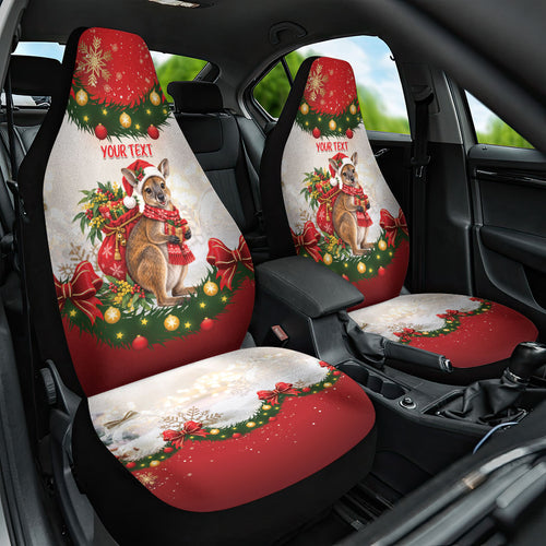 Personalised Wallaby Australia Christmas Car Seat Cover Merry Xmas Bows