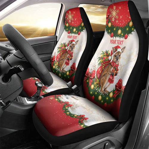 Personalised Wallaby Australia Christmas Car Seat Cover Merry Xmas Bows