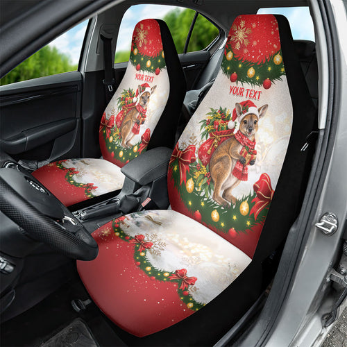 Personalised Wallaby Australia Christmas Car Seat Cover Merry Xmas Bows