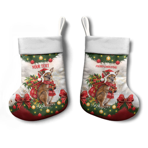 Personalised Wallaby Australia Christmas Stocking Merry Xmas Bows