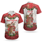 Personalised Wallaby Australia Christmas Couples Matching Off Shoulder Short Dress and Hawaiian Shirt Merry Xmas Bows