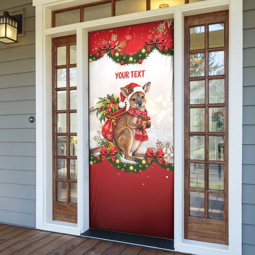 Personalised Wallaby Australia Christmas Door Cover Merry Xmas Bows