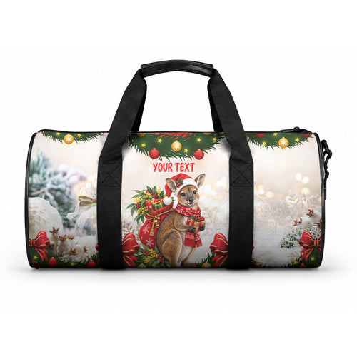 Personalised Wallaby Australia Christmas Duffle Bag Merry Xmas Bows