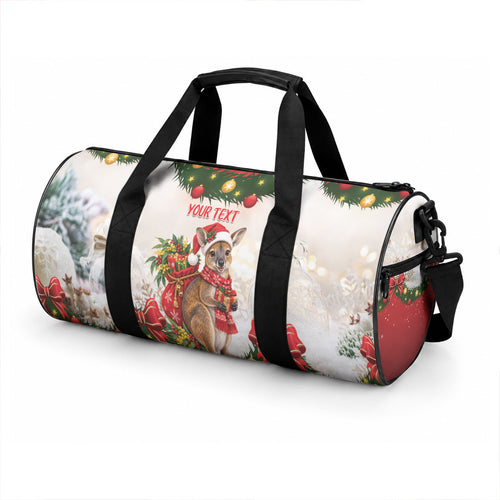 Personalised Wallaby Australia Christmas Duffle Bag Merry Xmas Bows