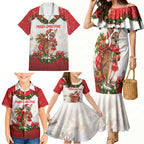 Personalised Wallaby Australia Christmas Family Matching Mermaid Dress and Hawaiian Shirt Merry Xmas Bows
