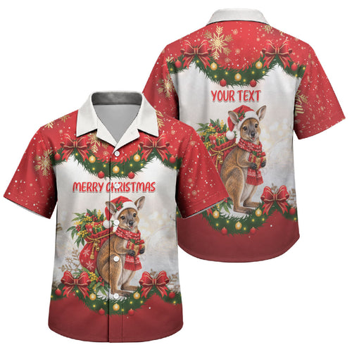 Personalised Wallaby Australia Christmas Family Matching Off Shoulder Maxi Dress and Hawaiian Shirt Merry Xmas Bows