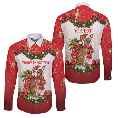 Personalised Wallaby Australia Christmas Family Matching Summer Maxi Dress and Hawaiian Shirt Merry Xmas Bows