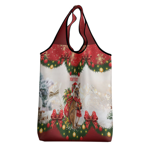 Personalised Wallaby Australia Christmas Grocery Bag Merry Xmas Bows