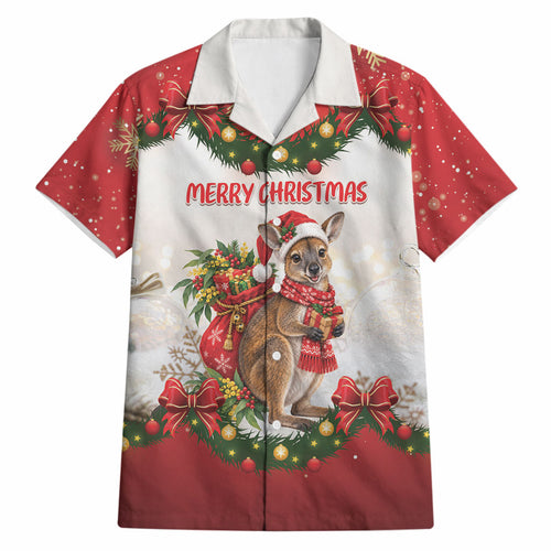 Personalised Wallaby Australia Christmas Hawaiian Shirt Merry Xmas Bows