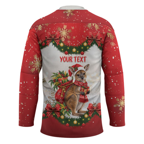 Personalised Wallaby Australia Christmas Hockey Jersey Merry Xmas Bows