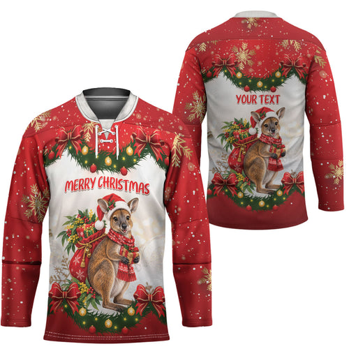 Personalised Wallaby Australia Christmas Hockey Jersey Merry Xmas Bows
