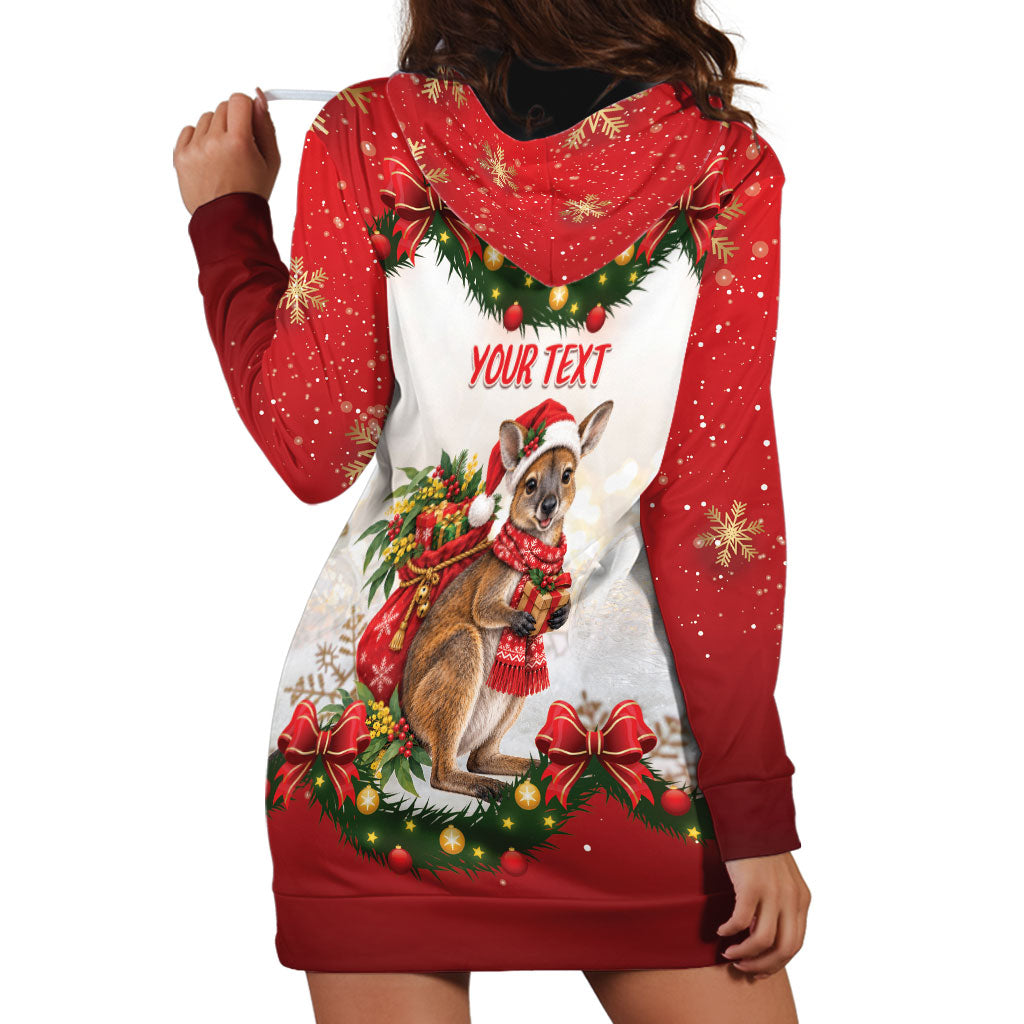 Personalised Wallaby Australia Christmas Hoodie Dress Merry Xmas Bows