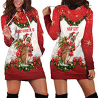 Personalised Wallaby Australia Christmas Hoodie Dress Merry Xmas Bows