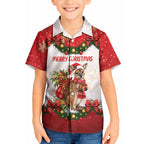 Personalised Wallaby Australia Christmas Kid Hawaiian Shirt Merry Xmas Bows