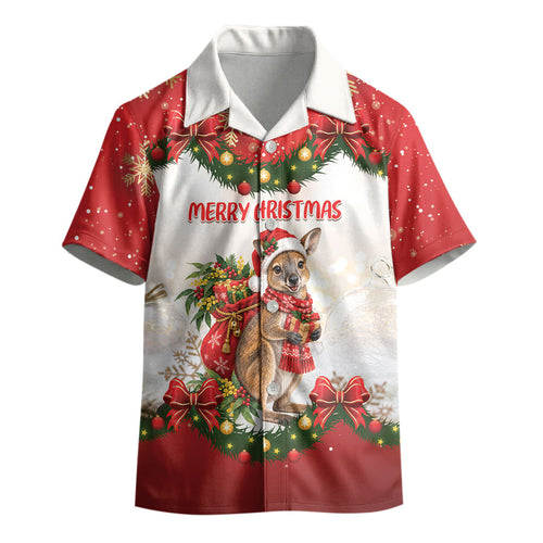 Personalised Wallaby Australia Christmas Kid Hawaiian Shirt Merry Xmas Bows