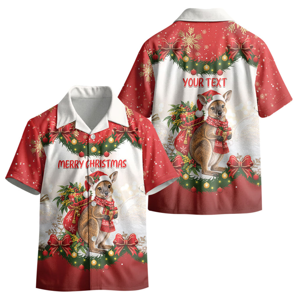 Personalised Wallaby Australia Christmas Kid Hawaiian Shirt Merry Xmas Bows