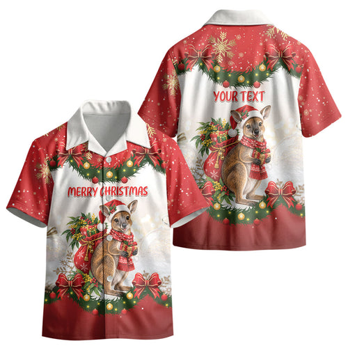 Personalised Wallaby Australia Christmas Kid Hawaiian Shirt Merry Xmas Bows