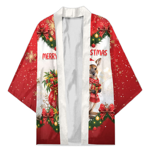 Personalised Wallaby Australia Christmas Kimono Merry Xmas Bows