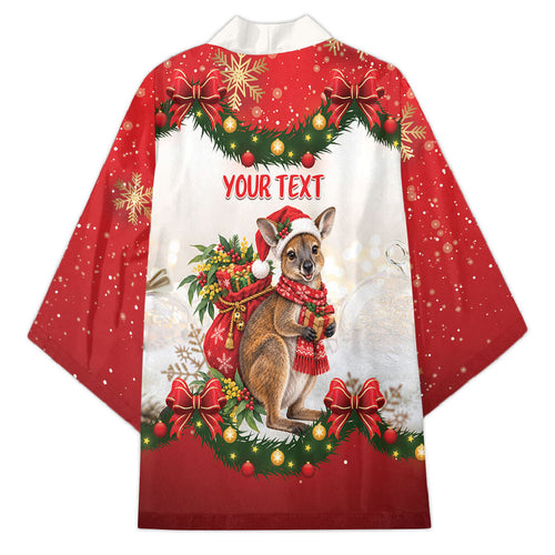 Personalised Wallaby Australia Christmas Kimono Merry Xmas Bows
