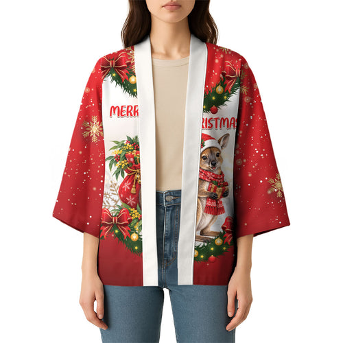 Personalised Wallaby Australia Christmas Kimono Merry Xmas Bows