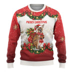 Personalised Wallaby Australia Christmas Ugly Christmas Sweater Merry Xmas Bows