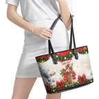 Personalised Wallaby Australia Christmas Leather Tote Bag Merry Xmas Bows