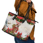 Personalised Wallaby Australia Christmas Leather Tote Bag Merry Xmas Bows