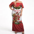 Personalised Wallaby Australia Christmas Off Shoulder Maxi Dress Merry Xmas Bows