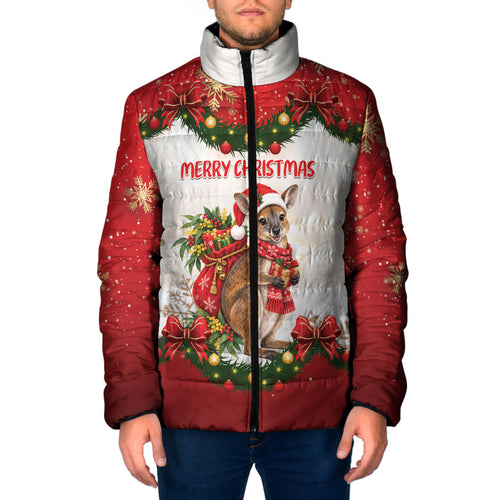 Personalised Wallaby Australia Christmas Padded Jacket Merry Xmas Bows