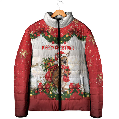 Personalised Wallaby Australia Christmas Padded Jacket Merry Xmas Bows