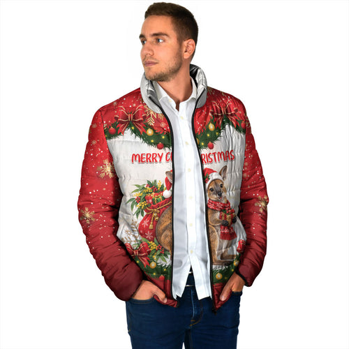 Personalised Wallaby Australia Christmas Padded Jacket Merry Xmas Bows