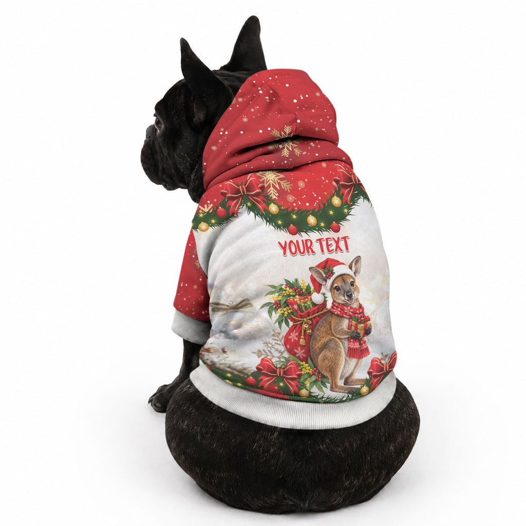 Personalised Wallaby Australia Christmas Pet Hoodie Merry Xmas Bows
