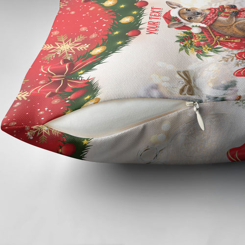 Personalised Wallaby Australia Christmas Pillow Cover Merry Xmas Bows