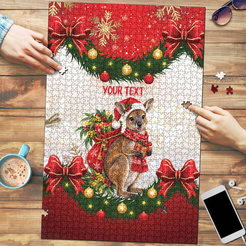 Personalised Wallaby Australia Christmas Puzzle Merry Xmas Bows