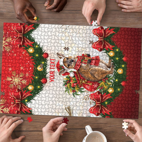 Personalised Wallaby Australia Christmas Puzzle Merry Xmas Bows
