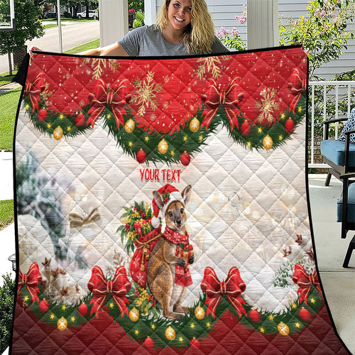 Personalised Wallaby Australia Christmas Quilt Merry Xmas Bows