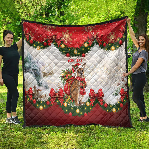 Personalised Wallaby Australia Christmas Quilt Merry Xmas Bows