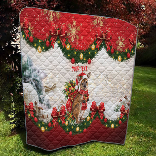 Personalised Wallaby Australia Christmas Quilt Merry Xmas Bows