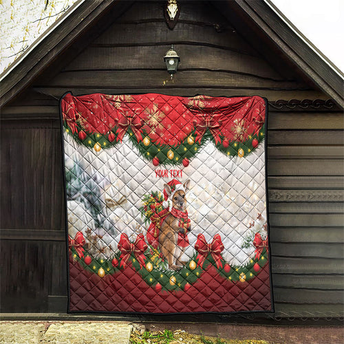 Personalised Wallaby Australia Christmas Quilt Merry Xmas Bows