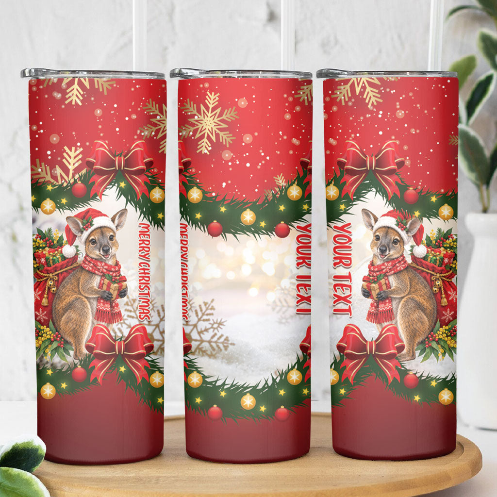 Personalised Wallaby Australia Christmas Skinny Tumbler Merry Xmas Bows