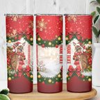 Personalised Wallaby Australia Christmas Skinny Tumbler Merry Xmas Bows
