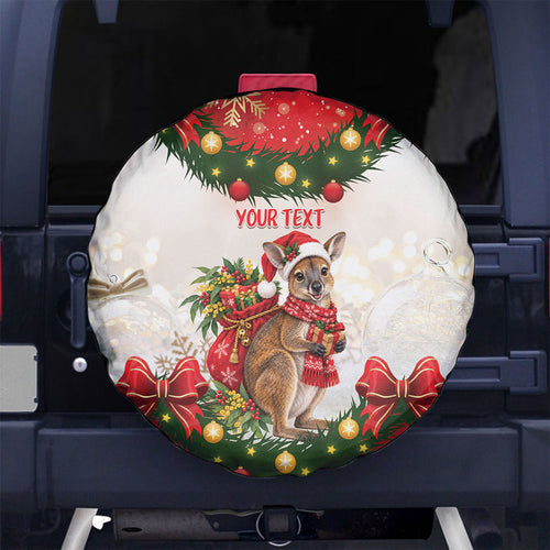 Personalised Wallaby Australia Christmas Spare Tire Cover Merry Xmas Bows