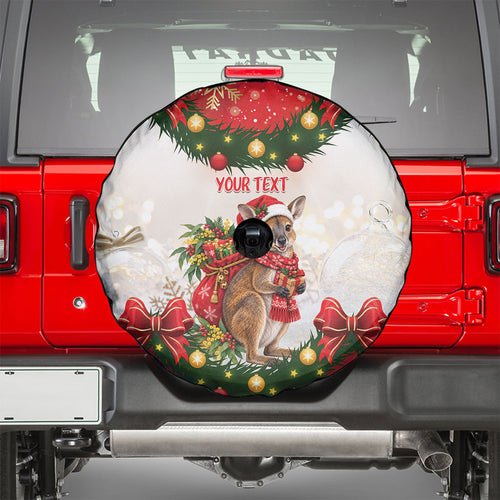 Personalised Wallaby Australia Christmas Spare Tire Cover Merry Xmas Bows