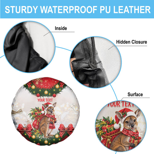 Personalised Wallaby Australia Christmas Spare Tire Cover Merry Xmas Bows