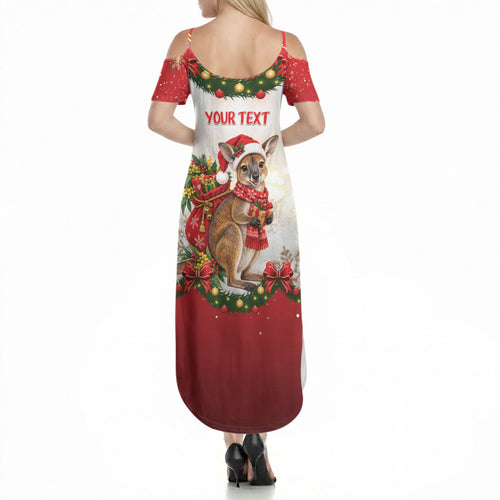Personalised Wallaby Australia Christmas Summer Maxi Dress Merry Xmas Bows