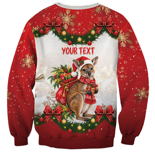 Personalised Wallaby Australia Christmas Sweatshirt Merry Xmas Bows