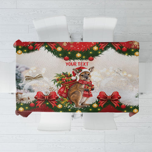 Personalised Wallaby Australia Christmas Tablecloth Merry Xmas Bows