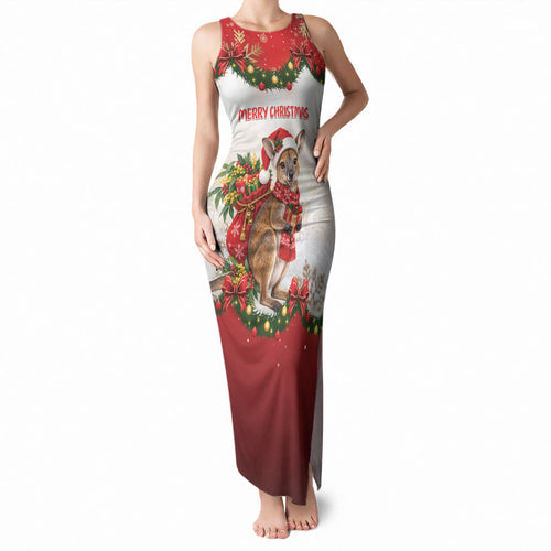 Personalised Wallaby Australia Christmas Tank Maxi Dress Merry Xmas Bows