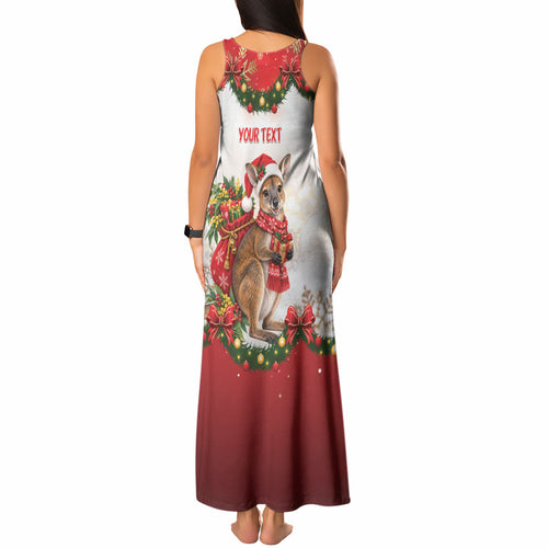 Personalised Wallaby Australia Christmas Tank Maxi Dress Merry Xmas Bows